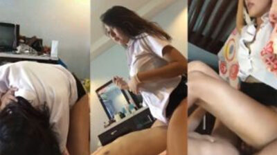 คลิปหลุดเย็ดหีนักศึกษา วัยรุ่นไทย 18+ สาวนักศึกษาขึ้นขย่มให้แฟนคาชุดเลย