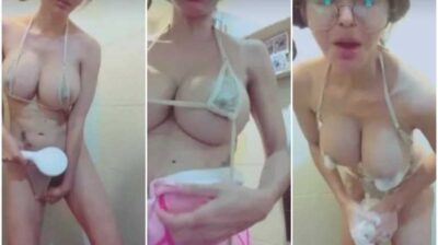 คลิปหลุดสาวนมใหญ่ น้องลูกชิ้นสาวสวยเซ็กซี่ดีกรีนางแบบ เปิดกล้องไลฟ์สดในกลุ่มลับ แก้ผ้าอาบน้ำล้างหีโชว์แบบจัดเต็มเห็นรูหีโคตรชัด